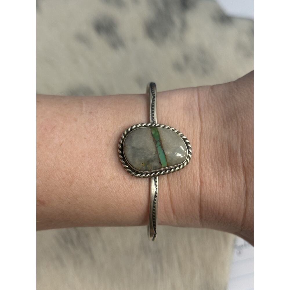 Sterling Silver Royston Ribbon Turquoise Native Donovan Skeet Cuff Bracelet 925 - Picture 15 of 15